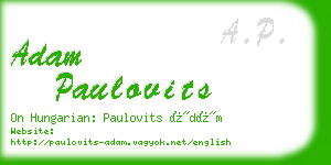 adam paulovits business card